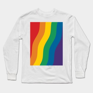 Rainbow Pride Flag (Proud LGBTQ+ Community Pride Flag) Slanted Wave Version Long Sleeve T-Shirt